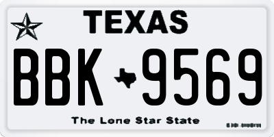 TX license plate BBK9569