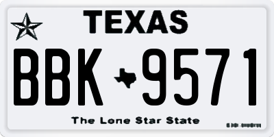 TX license plate BBK9571