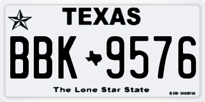 TX license plate BBK9576