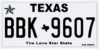 TX license plate BBK9607
