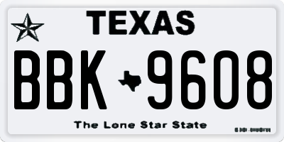 TX license plate BBK9608