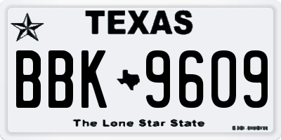 TX license plate BBK9609