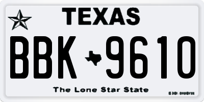 TX license plate BBK9610