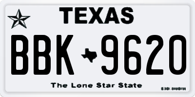 TX license plate BBK9620