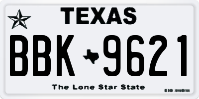 TX license plate BBK9621