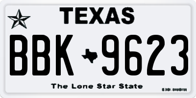 TX license plate BBK9623