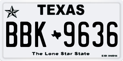 TX license plate BBK9636