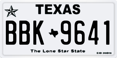 TX license plate BBK9641