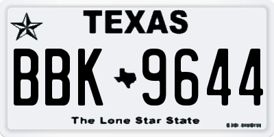 TX license plate BBK9644