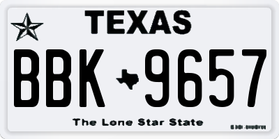 TX license plate BBK9657