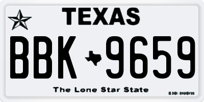 TX license plate BBK9659