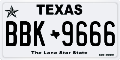 TX license plate BBK9666