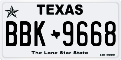 TX license plate BBK9668