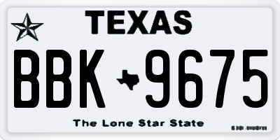 TX license plate BBK9675