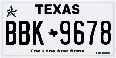 TX license plate BBK9678