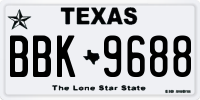 TX license plate BBK9688