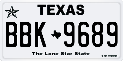 TX license plate BBK9689