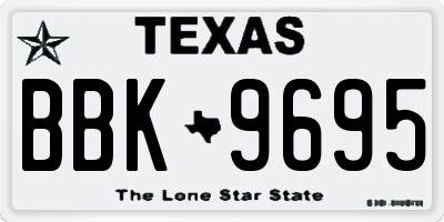 TX license plate BBK9695