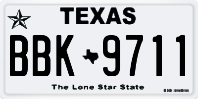 TX license plate BBK9711