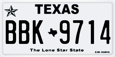 TX license plate BBK9714