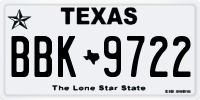 TX license plate BBK9722