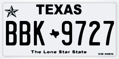 TX license plate BBK9727