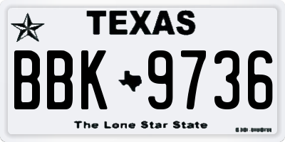 TX license plate BBK9736