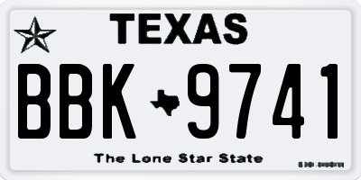 TX license plate BBK9741