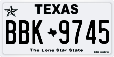 TX license plate BBK9745