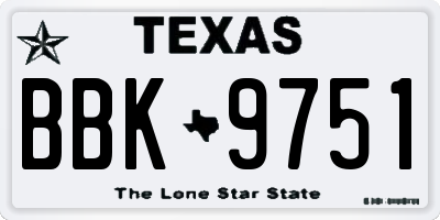 TX license plate BBK9751