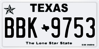 TX license plate BBK9753