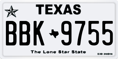 TX license plate BBK9755