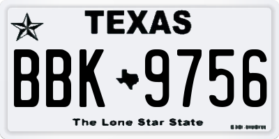 TX license plate BBK9756