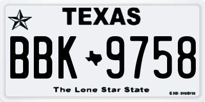 TX license plate BBK9758