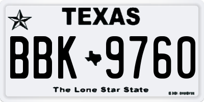 TX license plate BBK9760