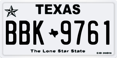 TX license plate BBK9761