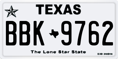 TX license plate BBK9762