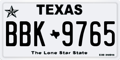 TX license plate BBK9765