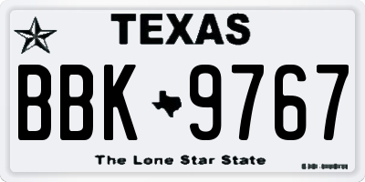 TX license plate BBK9767
