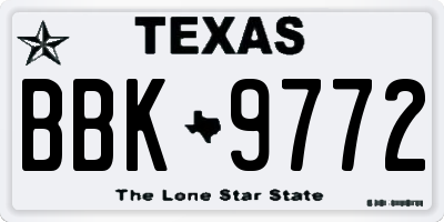 TX license plate BBK9772