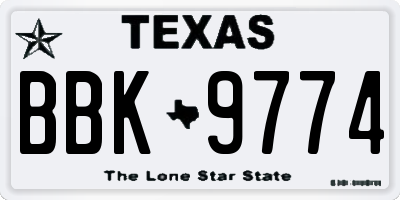 TX license plate BBK9774