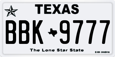 TX license plate BBK9777