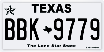 TX license plate BBK9779