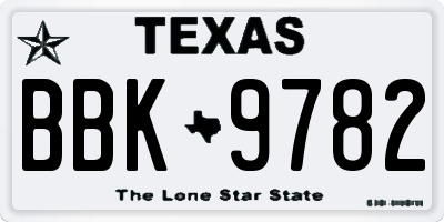 TX license plate BBK9782