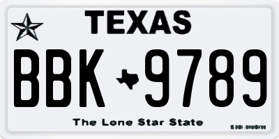 TX license plate BBK9789