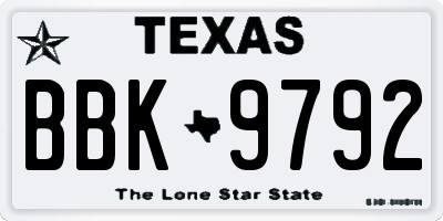 TX license plate BBK9792
