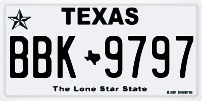 TX license plate BBK9797