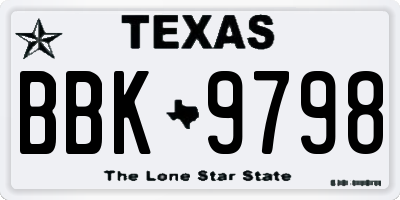 TX license plate BBK9798