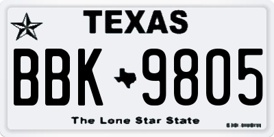 TX license plate BBK9805
