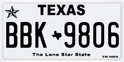 TX license plate BBK9806